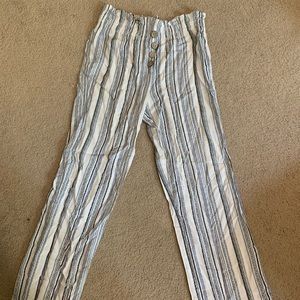 WHITE FAWN Button Stripe Girls Palazzo Pants